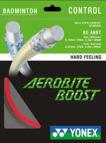 YONEX BG Aerobite Boost Badminton String (Gray/Red)
